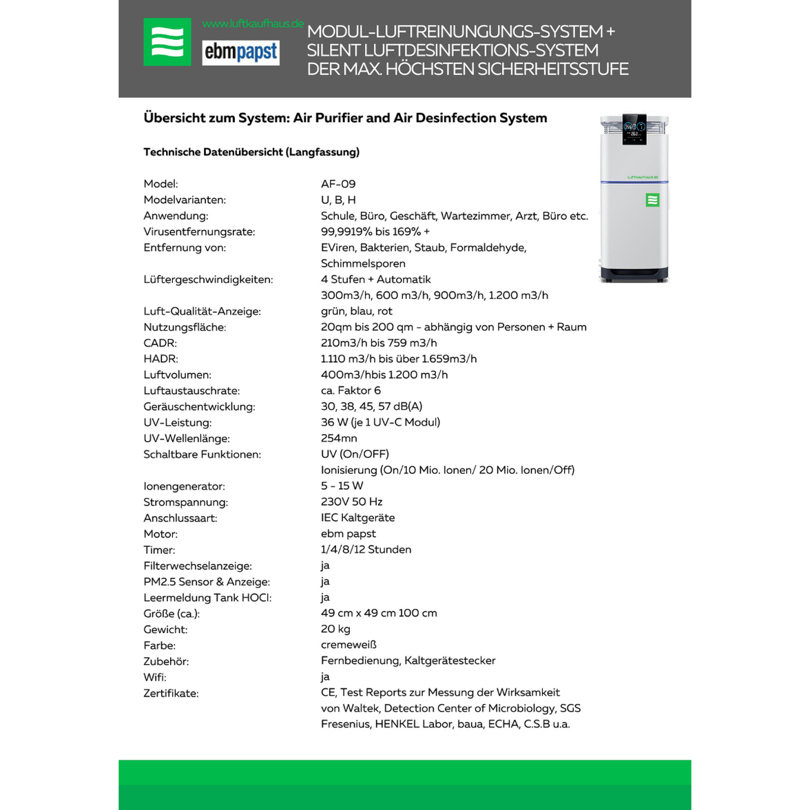 Luftreiniger & -desinfektion AF-09(H)