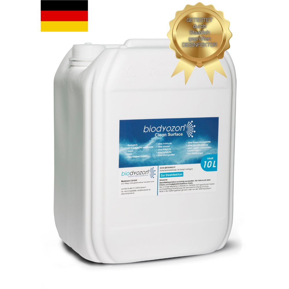 aufbewahrung desinfektionsmittel 10 Liter biodyozon clean Surface Desinfektion Fläche Leitungen Kühlkre